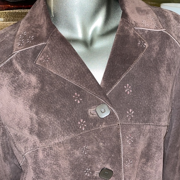 Sigrid Olson brown distressed soft suede top jacket Size Large - Picture 2 of 9